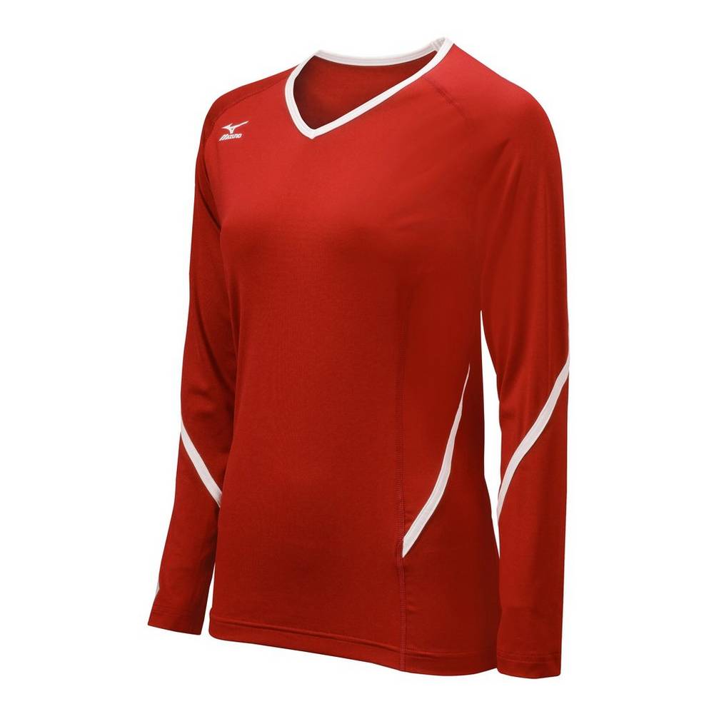 Mizuno Techno Generation Long Sleeve Női Mezek Piros/Fehér DUL986517